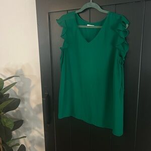Kelly green flutter sleeve top
